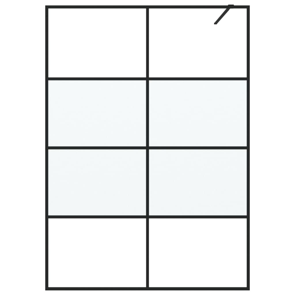 vidaXL Inloopdouchewand 140x195 cm halfmat ESG-glas zwart - Afbeelding 3