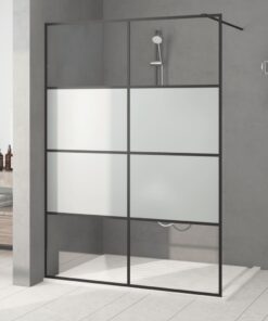 vidaXL Inloopdouchewand 140x195 cm halfmat ESG-glas zwart