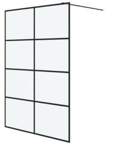 vidaXL Inloopdouchewand 140x195 cm mat ESG-glas zwart