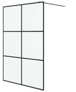 vidaXL Inloopdouchewand 140x195 cm mat ESG-glas zwart