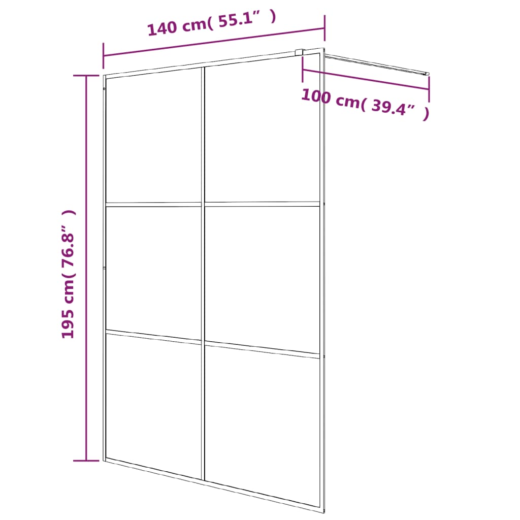 vidaXL Inloopdouchewand 140x195 cm transparant ESG-glas wit - Image 7