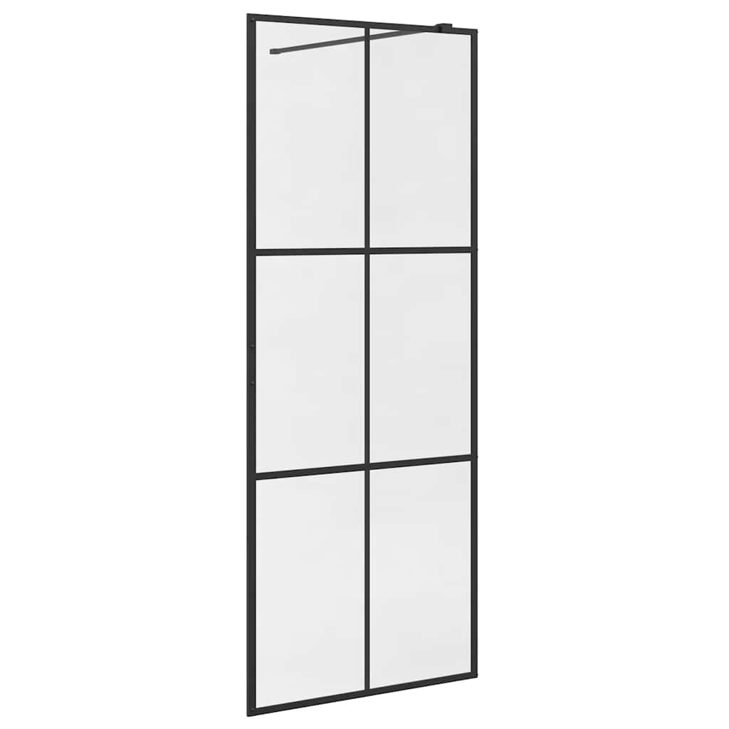 vidaXL Inloopdouchewand 80x195 cm ESG-glas transparant en zwart