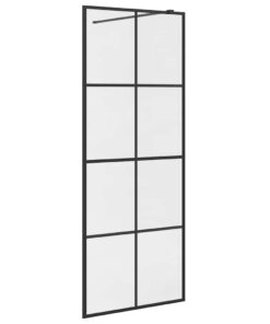 vidaXL Inloopdouchewand 80x195 cm ESG-glas transparant en zwart