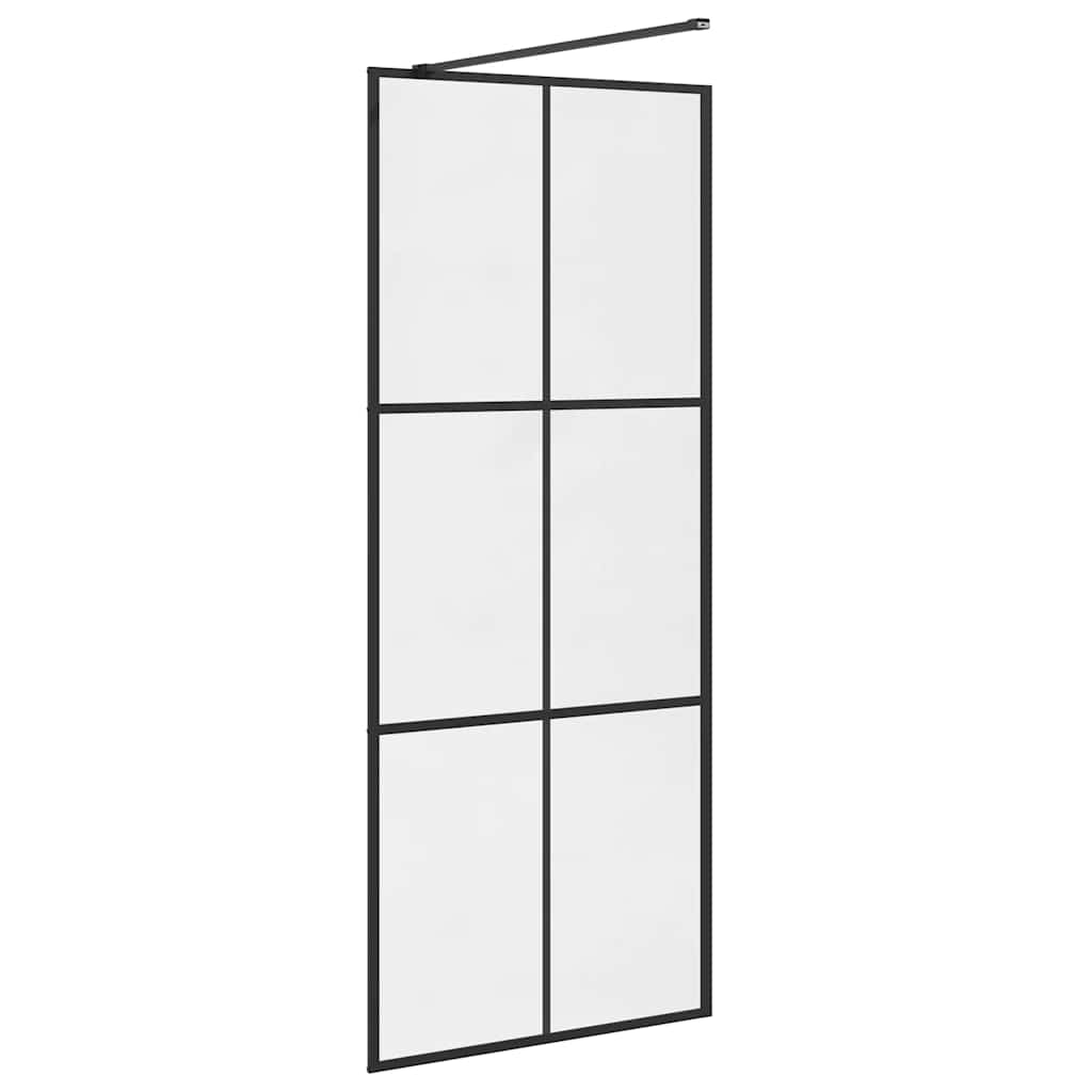 vidaXL Inloopdouchewand 80x195 cm ESG-glas transparant en zwart - Afbeelding 6