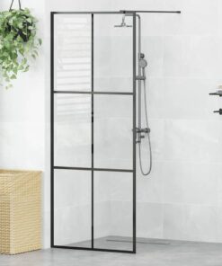 vidaXL Inloopdouchewand 80x195 cm ESG-glas transparant en zwart