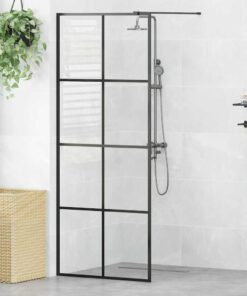 vidaXL Inloopdouchewand 80x195 cm ESG-glas transparant en zwart