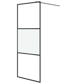 vidaXL Inloopdouchewand 80x195 cm halfmat ESG-glas zwart