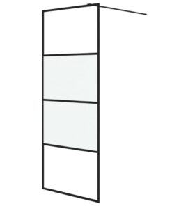 vidaXL Inloopdouchewand 80x195 cm halfmat ESG-glas zwart