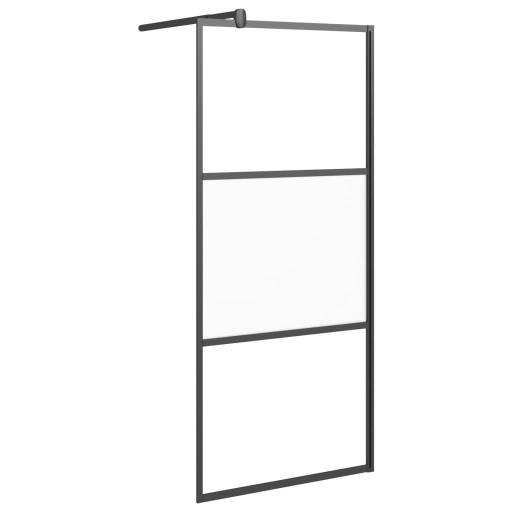vidaXL Inloopdouchewand 80x195 cm halfmat ESG-glas zwart