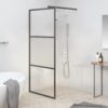 vidaXL Inloopdouchewand 80x195 cm halfmat ESG-glas zwart