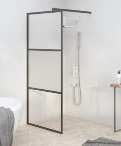 vidaXL Inloopdouchewand 80x195 cm halfmat ESG-glas zwart