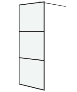 vidaXL Inloopdouchewand 80x195 cm mat ESG-glas zwart