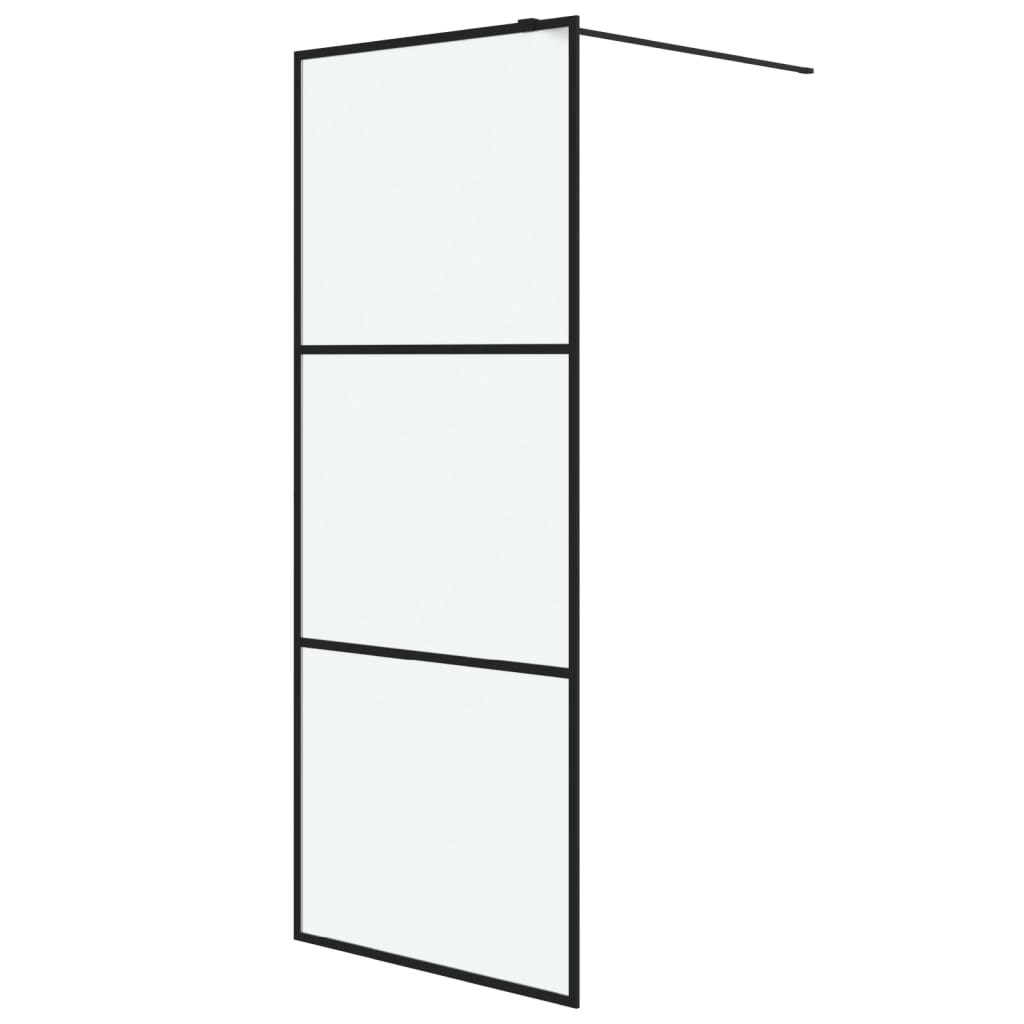 vidaXL Inloopdouchewand 80x195 cm mat ESG-glas zwart