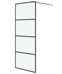 vidaXL Inloopdouchewand 80x195 cm mat ESG-glas zwart