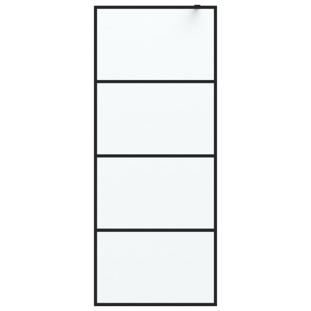 vidaXL Inloopdouchewand 80x195 cm mat ESG-glas zwart - Image 3