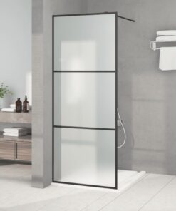 vidaXL Inloopdouchewand 80x195 cm mat ESG-glas zwart