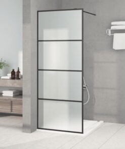vidaXL Inloopdouchewand 80x195 cm mat ESG-glas zwart
