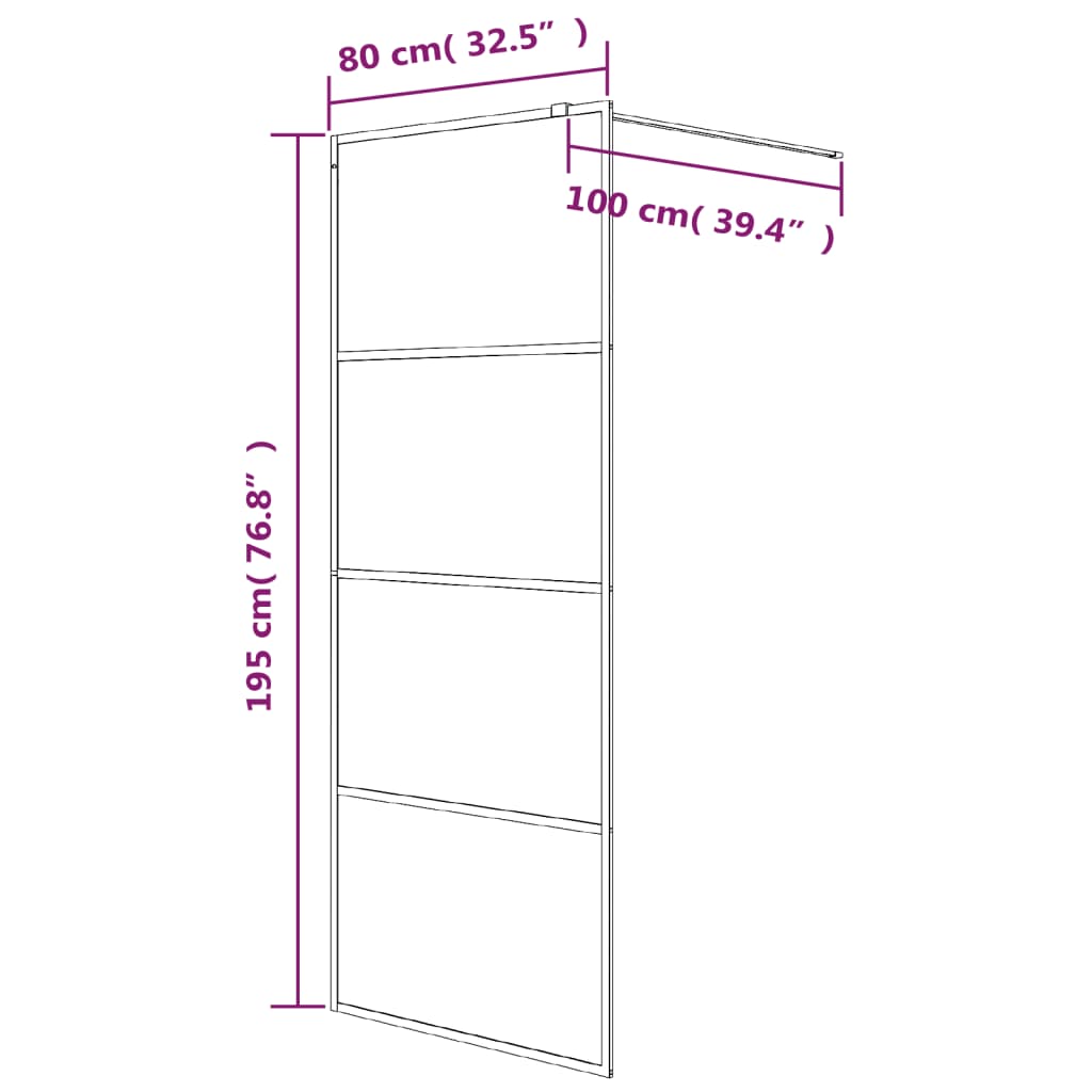vidaXL Inloopdouchewand 80x195 cm transparant ESG-glas zilverkleurig - Image 7