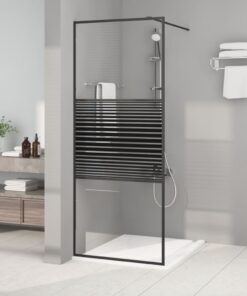 vidaXL Inloopdouchewand 80x195 cm transparant ESG-glas zwart