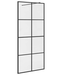 vidaXL Inloopdouchewand 90x195 cm ESG-glas transparant en zwart