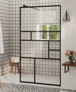 vidaXL Inloopdouchewand 90x195 cm ESG-glas transparant en zwart