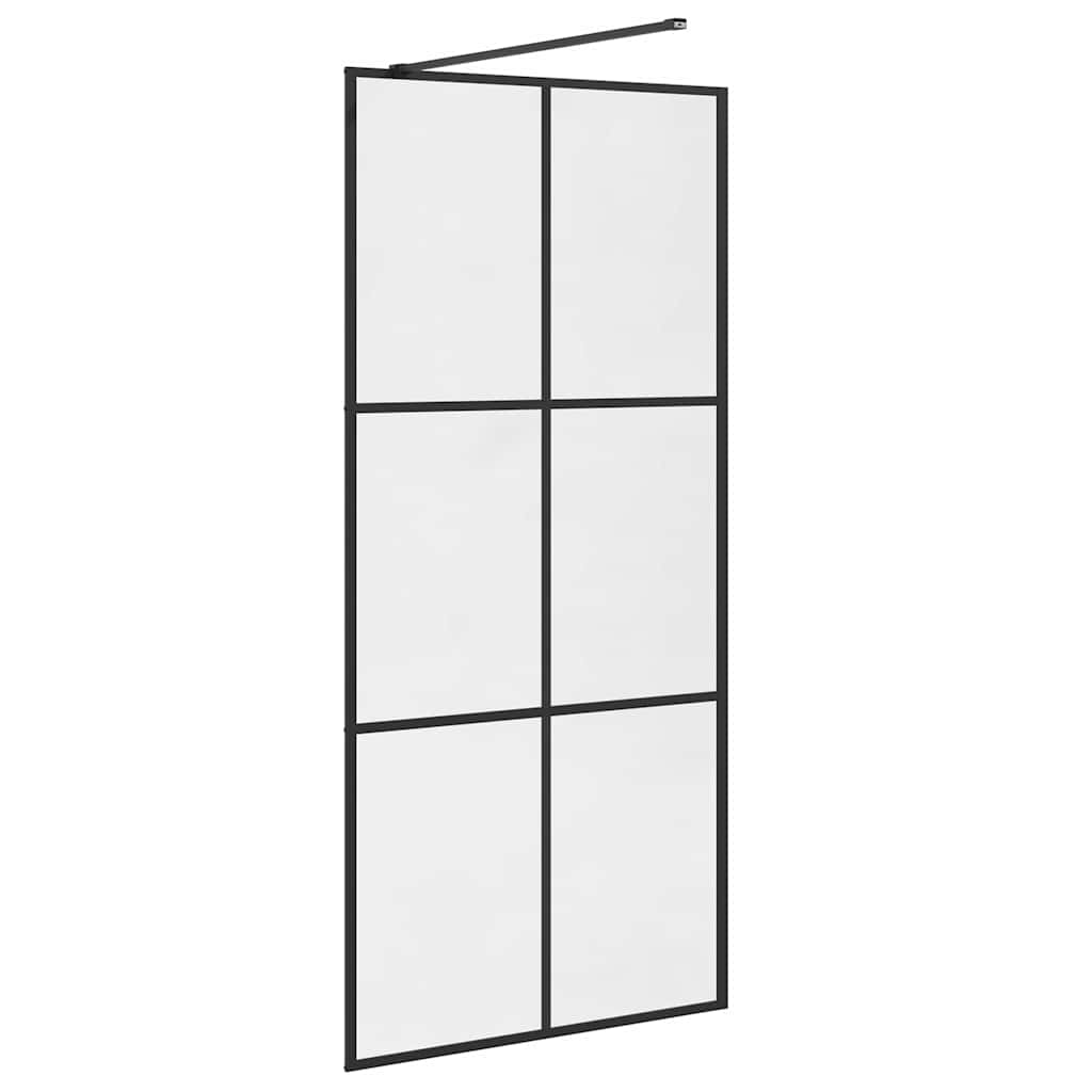 vidaXL Inloopdouchewand 90x195 cm ESG-glas transparant en zwart - Afbeelding 6