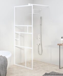 vidaXL Inloopdouchewand 90x195 cm ESG-glas wit