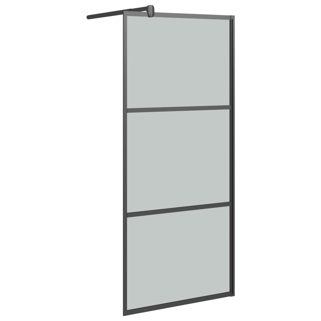 vidaXL Inloopdouchewand 90x195 cm donker ESG-glas zwart