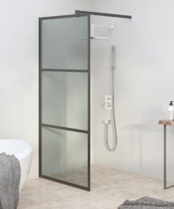 vidaXL Inloopdouchewand 90x195 cm donker ESG-glas zwart