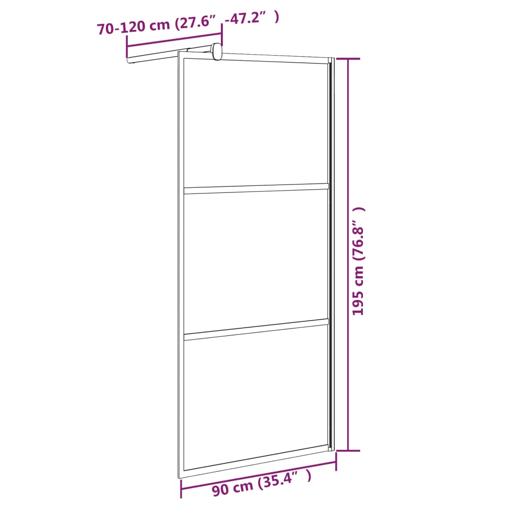 vidaXL Inloopdouchewand 90x195 cm donker ESG-glas zwart - Image 7