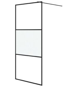 vidaXL Inloopdouchewand 90x195 cm halfmat ESG-glas zwart