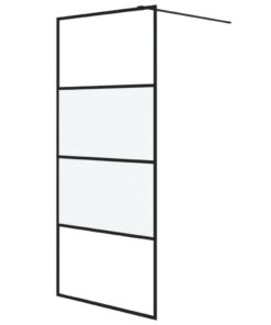 vidaXL Inloopdouchewand 90x195 cm halfmat ESG-glas zwart