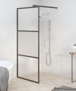 vidaXL Inloopdouchewand 90x195 cm halfmat ESG-glas zwart