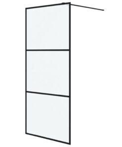 vidaXL Inloopdouchewand 90x195 cm mat ESG-glas zwart