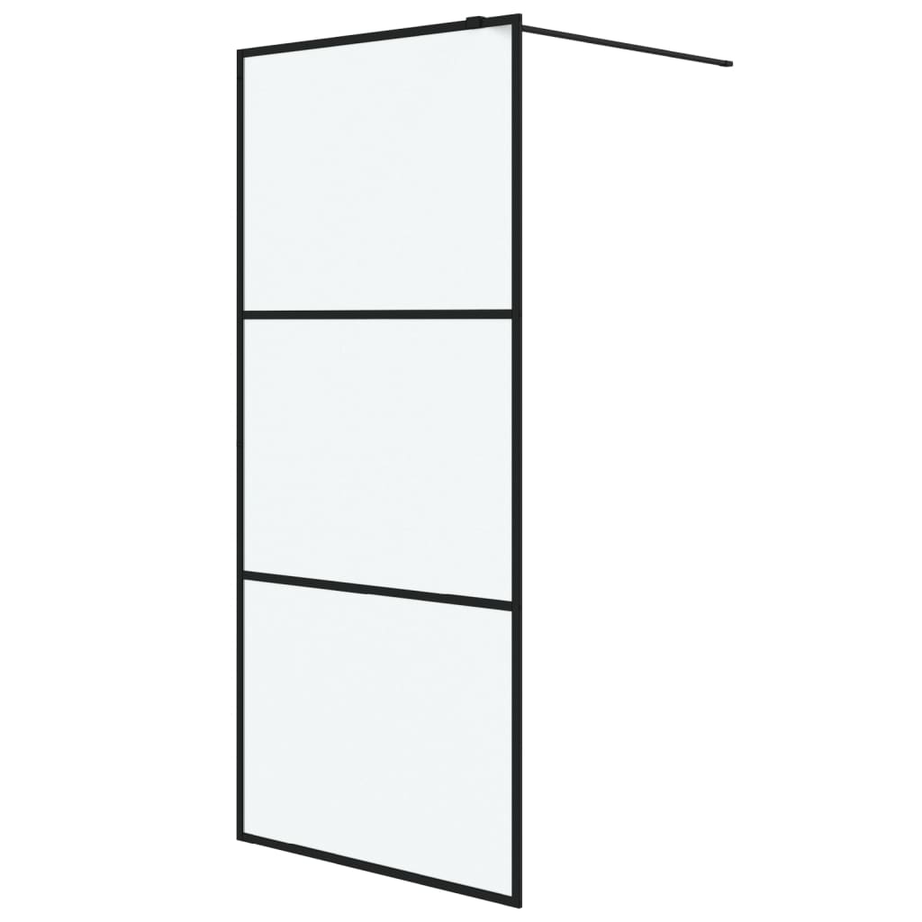 vidaXL Inloopdouchewand 90x195 cm mat ESG-glas zwart