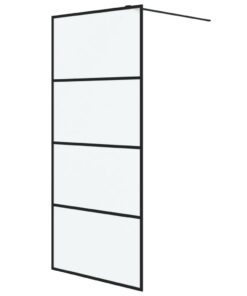 vidaXL Inloopdouchewand 90x195 cm mat ESG-glas zwart