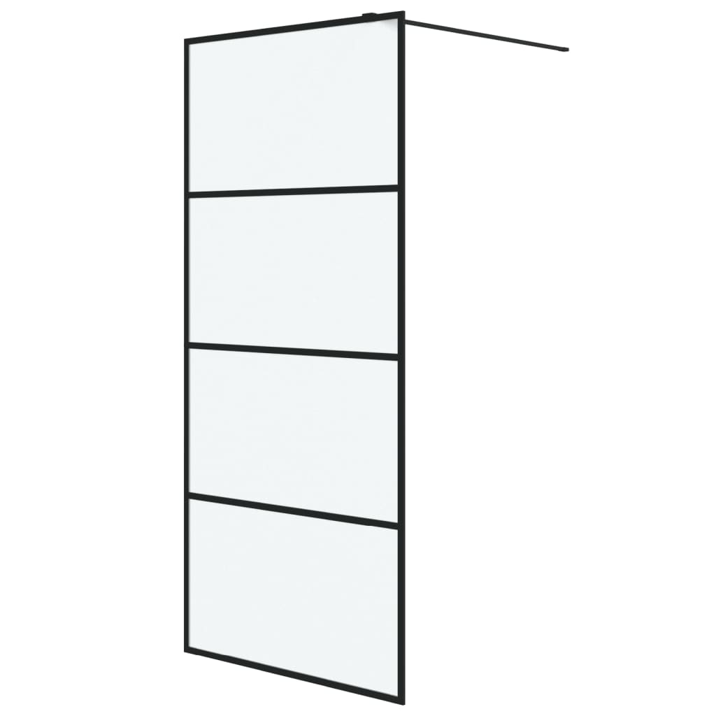 vidaXL Inloopdouchewand 90x195 cm mat ESG-glas zwart