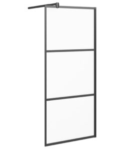 vidaXL Inloopdouchewand 90x195 cm mat ESG-glas zwart