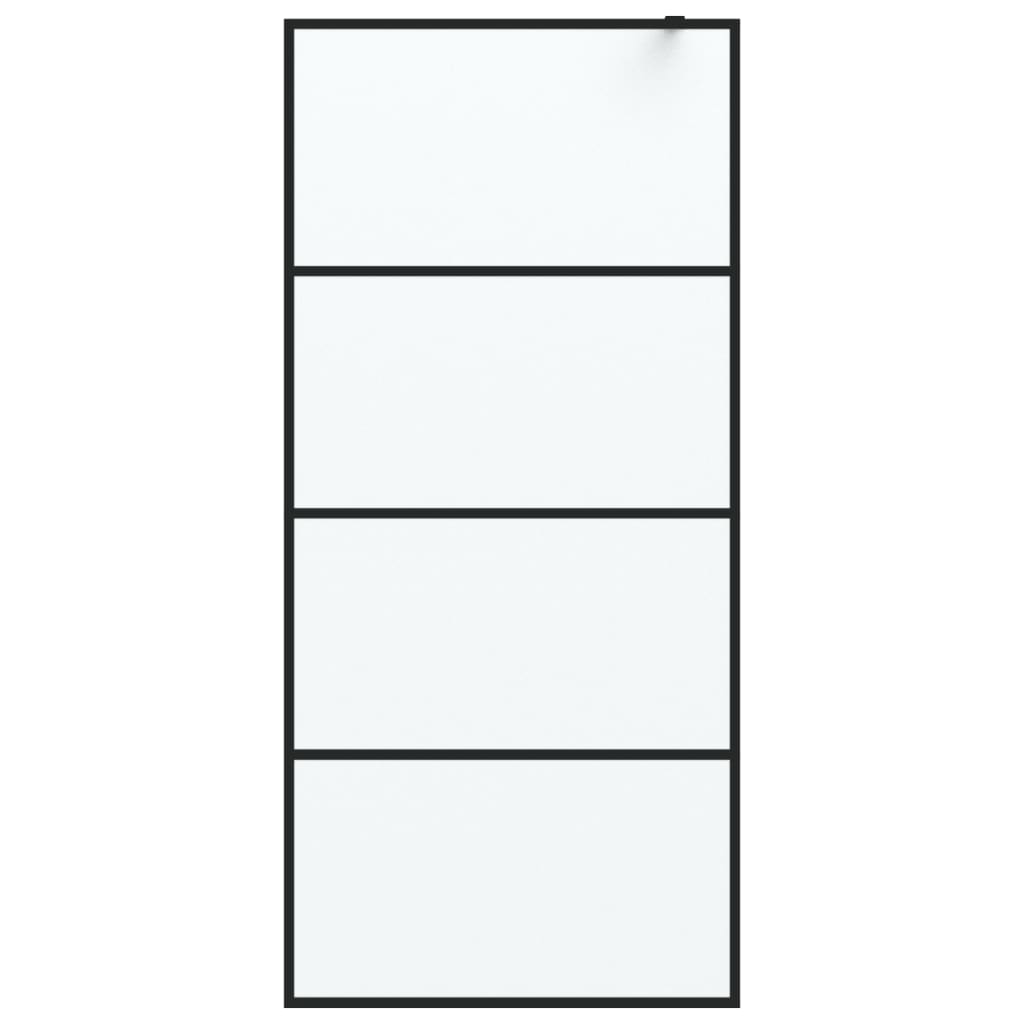 vidaXL Inloopdouchewand 90x195 cm mat ESG-glas zwart - Image 3