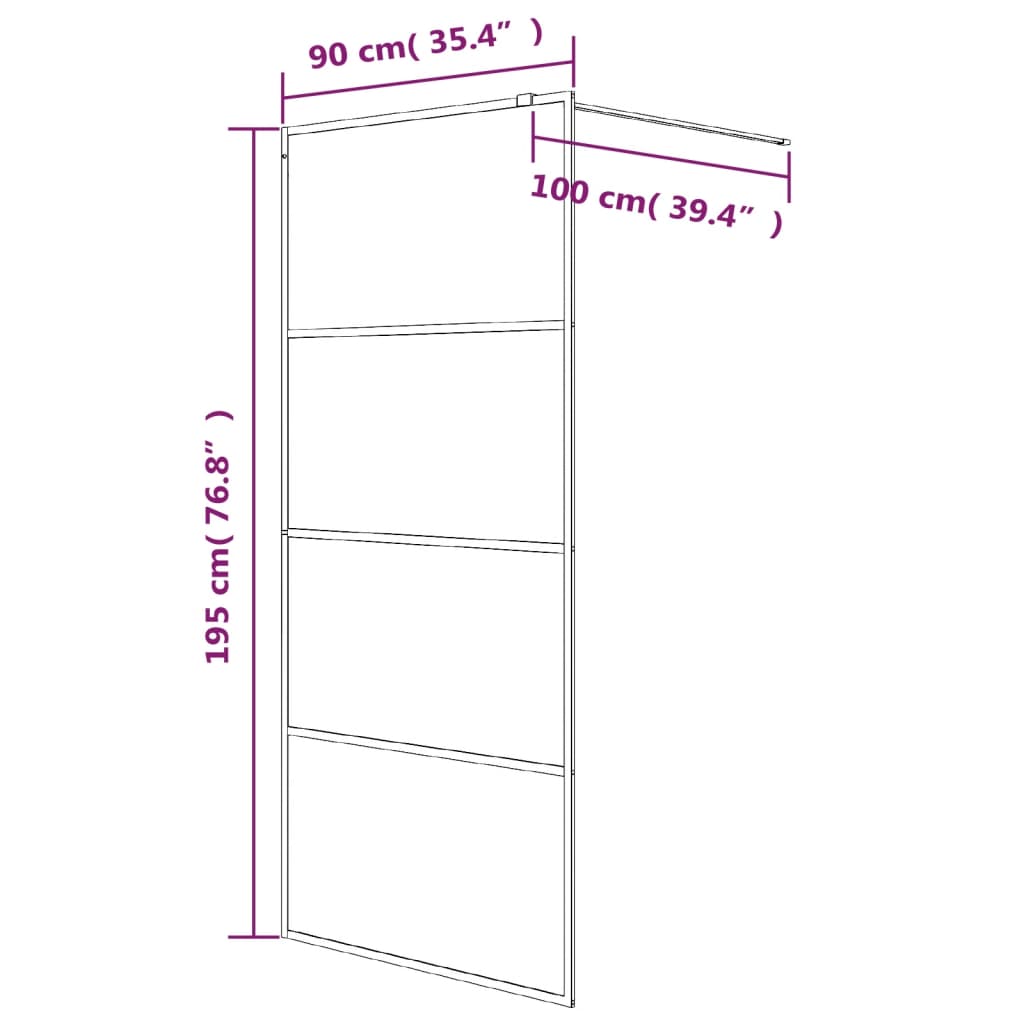 vidaXL Inloopdouchewand 90x195 cm mat ESG-glas zwart - Image 7