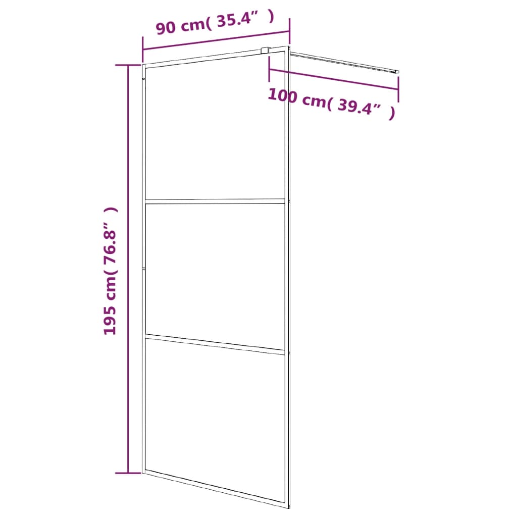 vidaXL Inloopdouchewand 90x195 cm transparant ESG-glas wit - Afbeelding 7
