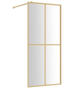 vidaXL Inloopdouchewand transparant 100x195 cm ESG-glas goudkleurig