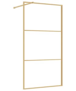 vidaXL Inloopdouchewand transparant 100x195 cm ESG-glas goudkleurig