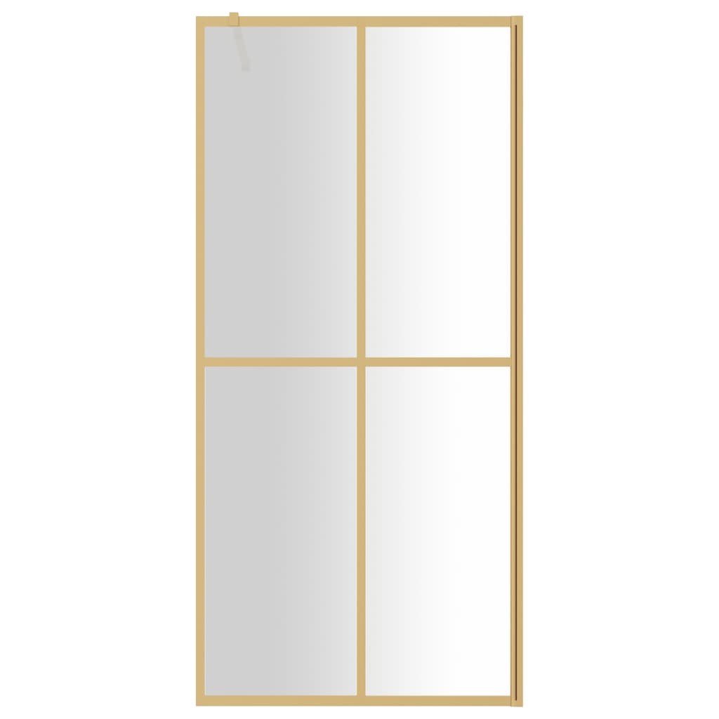 vidaXL Inloopdouchewand transparant 100x195 cm ESG-glas goudkleurig - Afbeelding 3