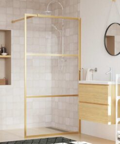 vidaXL Inloopdouchewand transparant 100x195 cm ESG-glas goudkleurig