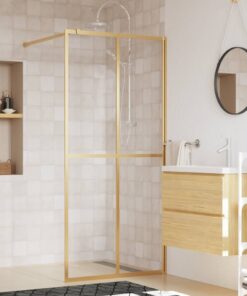 vidaXL Inloopdouchewand transparant 100x195 cm ESG-glas goudkleurig