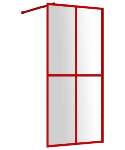 vidaXL Inloopdouchewand transparant 100x195 cm ESG-glas rood