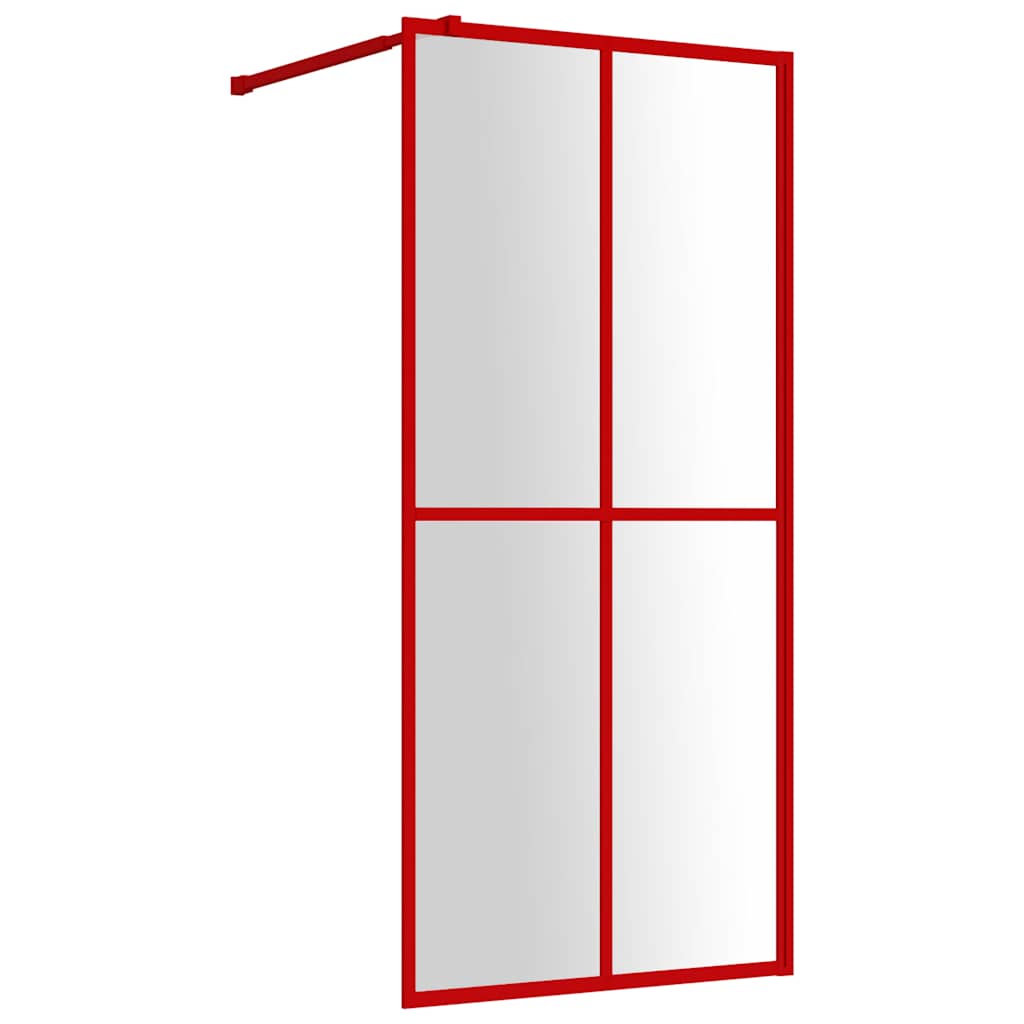 vidaXL Inloopdouchewand transparant 100x195 cm ESG-glas rood