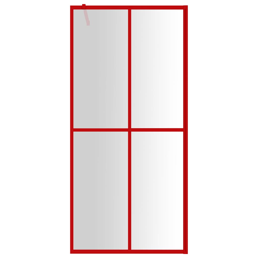 vidaXL Inloopdouchewand transparant 100x195 cm ESG-glas rood - Afbeelding 3