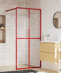 vidaXL Inloopdouchewand transparant 100x195 cm ESG-glas rood